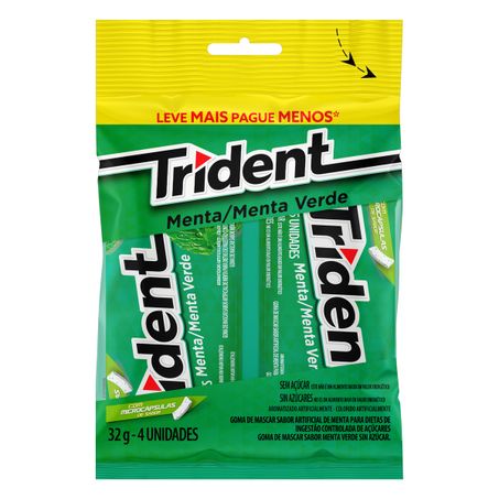 PACK GOMA DE MASCAR MENTA TRIDENT COM 4 UNIDADES
