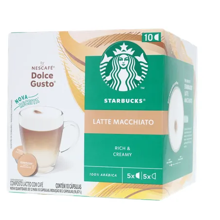 Café com Leite em Cápsula Starbucks Latte Macchiato Nescafé Dolce Gusto Caixa 107,5g 10 Unidades 360-2