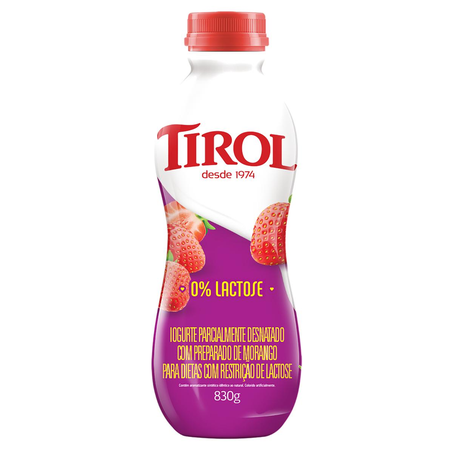 Iogurte Tirol 830g - Zero Lactose - Morango
