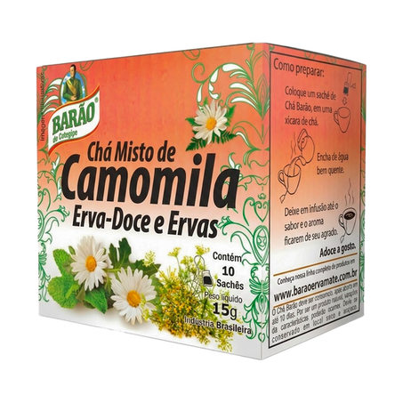 CHÁ CAMOMILA ERVA DOCE E ERVAS 10G BARÃO