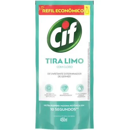 LIMPADOR TIRA LIMO CIF C/CLORO REFIL 450ML (075267)