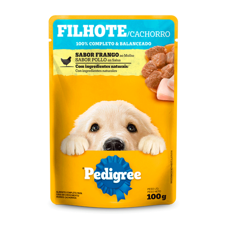 Ração pedigree filhote molho de frango 100g