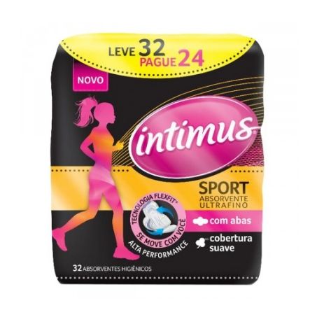 Absorvente Intimus Sports Suave com Abas Ultrafino Oferta Pacote 32UN