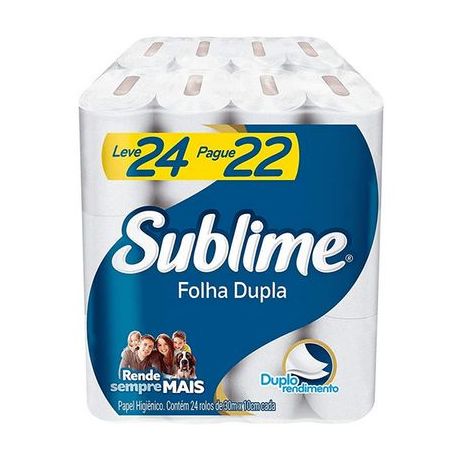 Papel Higiênico Sublime Folha Dupla 30m Leve 24 Pague 22