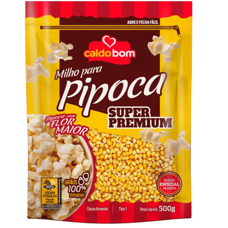 Pipoca grao super premium 500g caldo bom