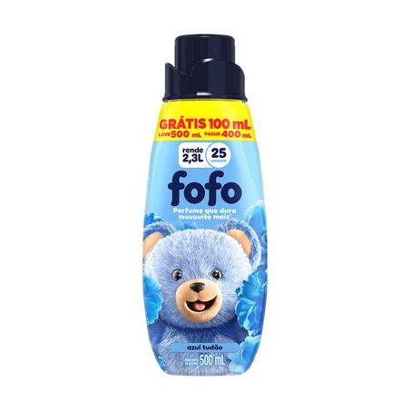Amaciante de Roupas Fofo Azul Tudão Frasco 500ml