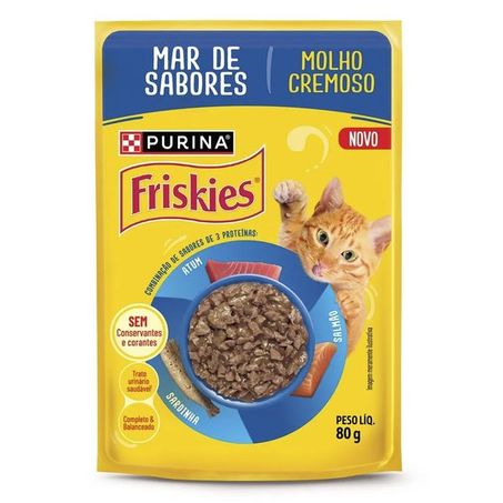 Ração úmida friskies sachê para gatos mar de sabores 85g