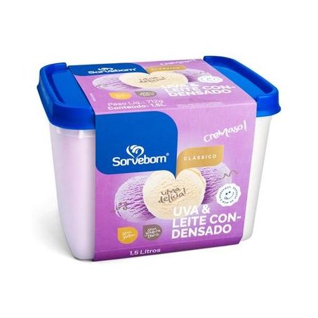 Sorvete sorvebom 2l uva e leite condensa