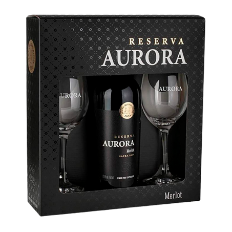 VINHO AURORA RESERVA MERLOT 750 ML C/2 TACAS      