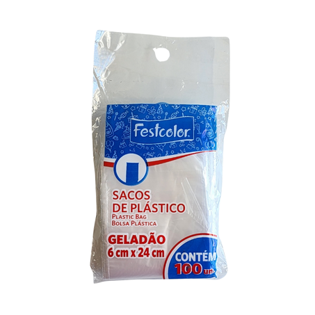 SACO PLÁSTICO PARA GELADÃO COM 100 UNIDADE FESTCOLOR 