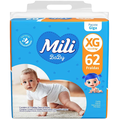 Fralda mili baby giga xg c/62un