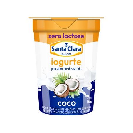 Iogurte santa clara 165g zero lactose coco copo