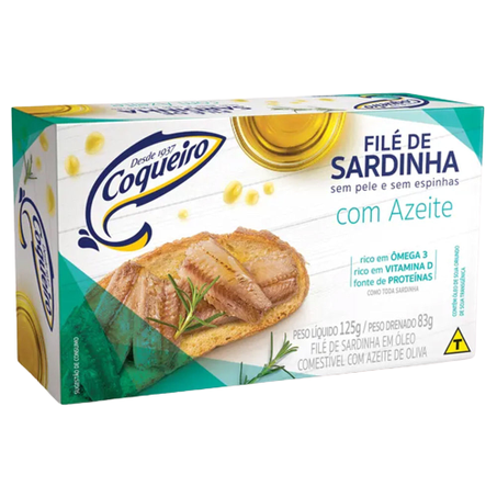FILÉ DE SARDINHA COM AZEITE COQUEIRO