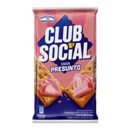 Biscoito Presunto Club Social Pacote 6 Unidades 141g