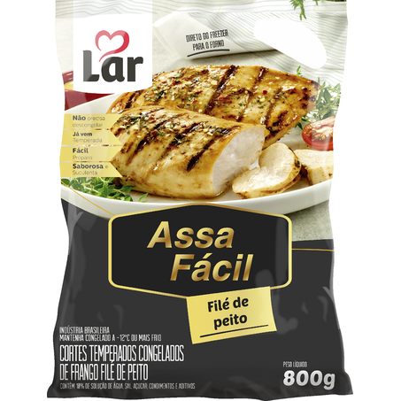 Filé de Peito de Frango Lar Assa Fácil Temperado Congelado 800G