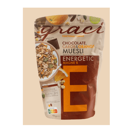GRANOLA GRACI 400G ENERGETIC CAROB, ORANGE E CHOCOLATE 