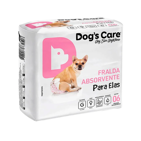 Fralda Higiênica Dogs Care Ecofralda para Cães Fêmeas c/ 6 Unidades