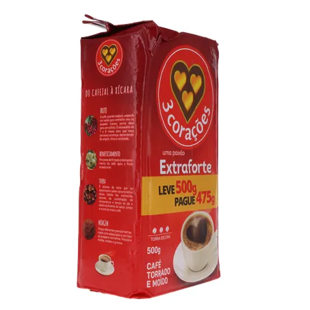 Café em pó torrado e moido 3 corações extraforte leve 500g pague 475g 360-31