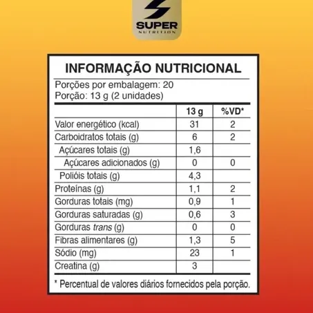 Creatina Dado Caramelo Super Nutrition 260g 360-2