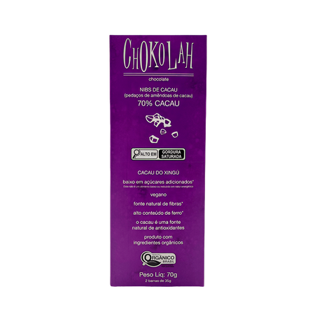 Chocolate Chokolah 70% Cacau Nibs 70g