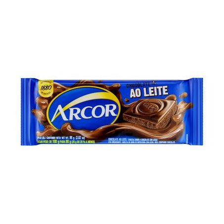 CHOCOLATE ARCOR BARRA AO LEITE 80G