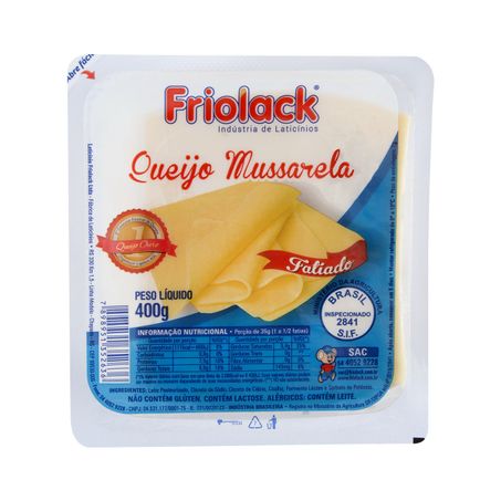 Queijo mussarela fatiado friolack 400g