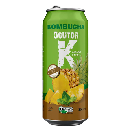 BEBIDA KOMBUCHA DOUTOR K ABACAXI COM MENTA LATA 350ML