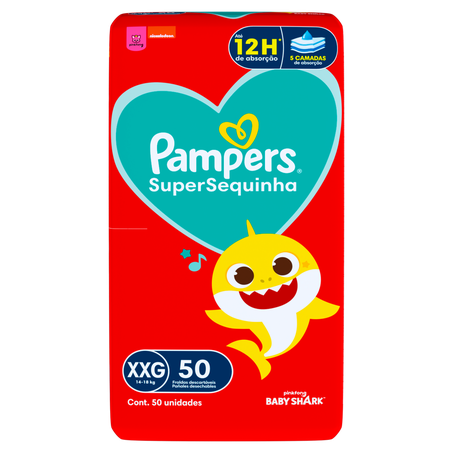 Fralda Descartável Infantil Pampers SuperSequinha XXG Pacote 50 Unidades