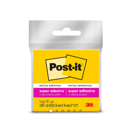 BLOCO DE ANOTAÇÕES 76 X 76MM C/45FLS AMARELO NEON POST-IT 3M