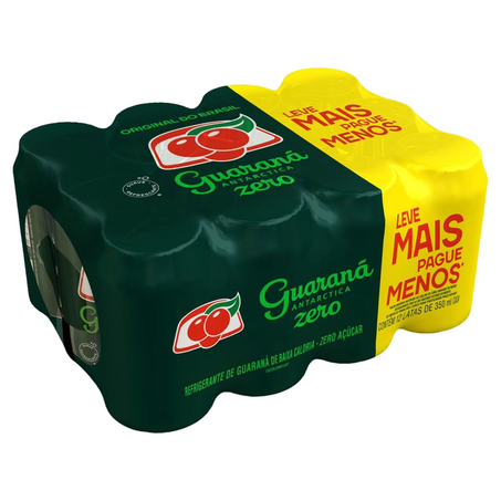 Refrigerante Guaraná Antarctica 350ml - Zero - Pack com 12 Latas