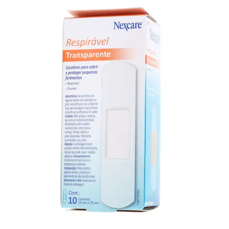 Curativo nexcare transparente respirável caixa c-10unid 360-20