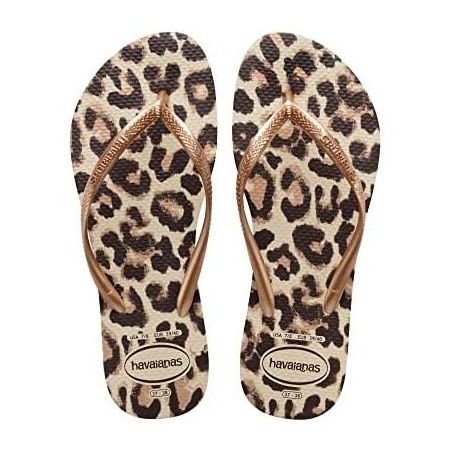 Sandalia havaianas slim animals bege palha 37/38