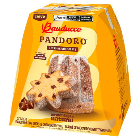 Panettone Pandoro com Gotas de Chocolate Bauducco Caixa 550g 360-1
