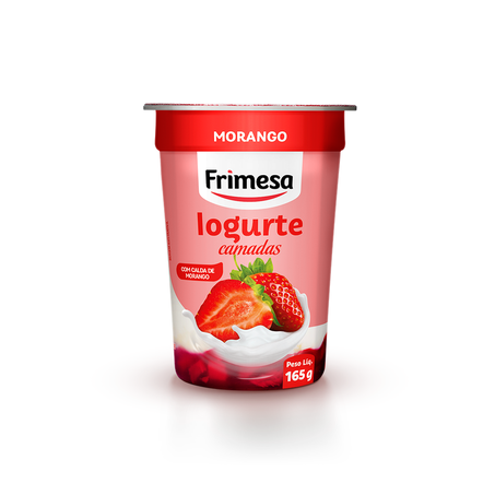 IOGURTE FRIMESA CAMADAS COM CALDA DE MORANGO POTE 165G