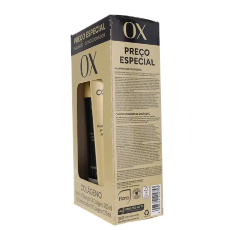 Kit Shampoo 200ml + Condicionador 170ml Ox Colágeno Caixa 370ml 360-6