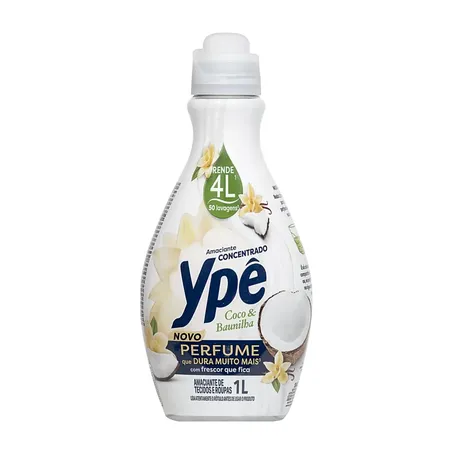 Amaciante de Roupas Ypê Concentrado Coco & Baunilha Frasco 1lt