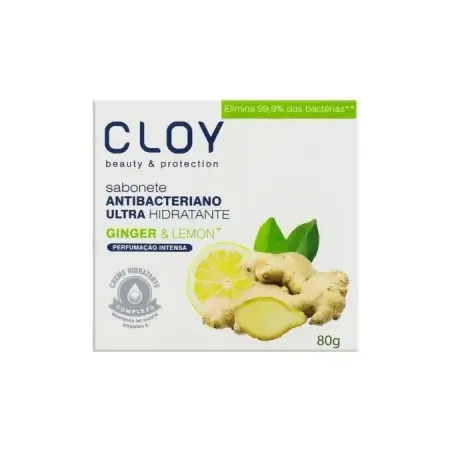 Sabonete Antibacteriano com Creme Hidratante Cloy Ginger & Lemon Caixa com 1un - 80gr