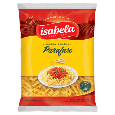 Macarrão de sêmola isabela parafuso pacote 400g