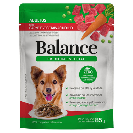 Ração para Cães Balance 85g - Adultos - Carne e Vegetais ao Molho
