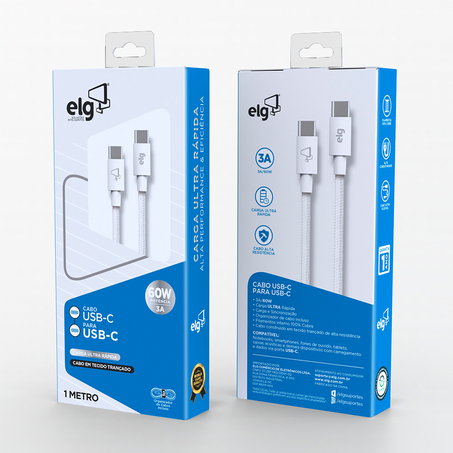 Cabo para Celular Elg Tipo C 60W 1m