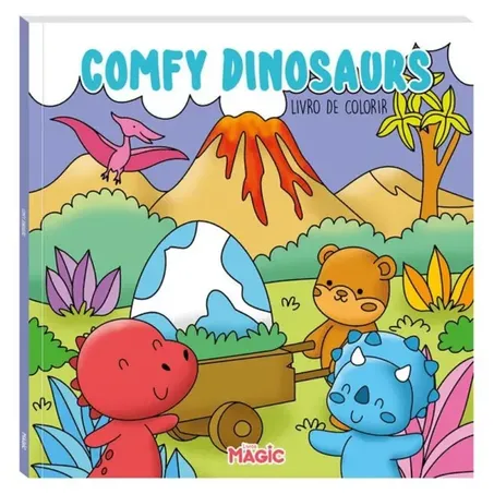 Livro colorir comfy dinossaurs magic kids 48fls