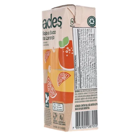 Bebida Base Soja Ades Laranja 200ml 360-24