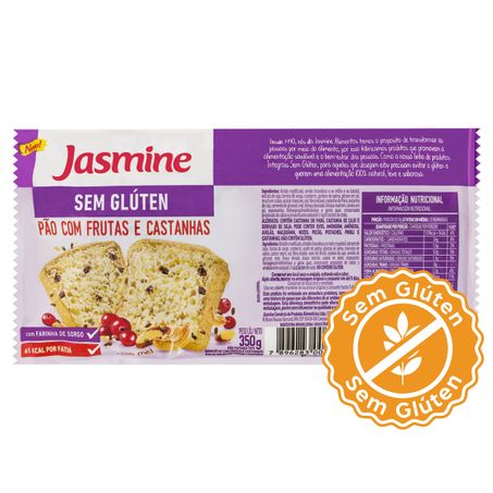 Pão integral jasmine sem glúten frutas e castanhas 350g
