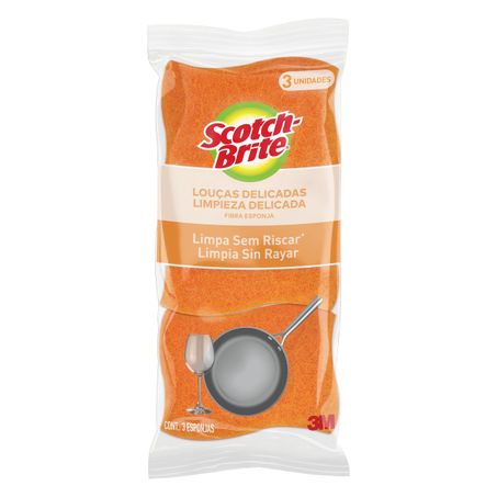 Esponja scoth brite laranja com 3 unidades