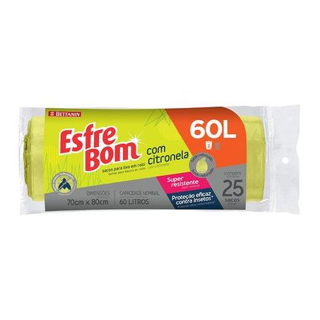 SACO LIXO BETTANIN ESFREBOM EM ROLO CITRONELA 60L