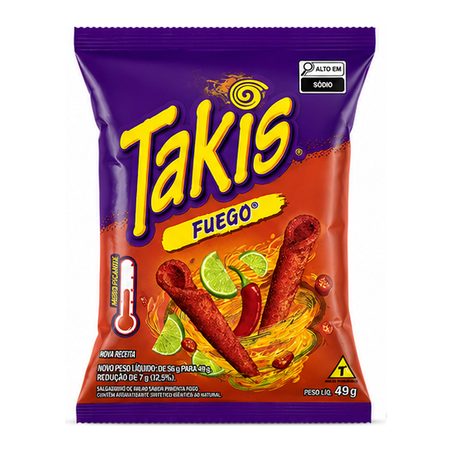 SNACKS TAKIS FUEGO SABOR PIMENTA 49G