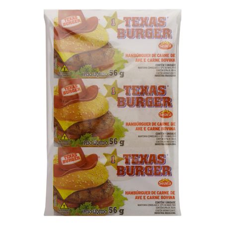 HAMBÚRGUER DE CARNE DE AVE E BOVINA SEARA TEXAS BURGER