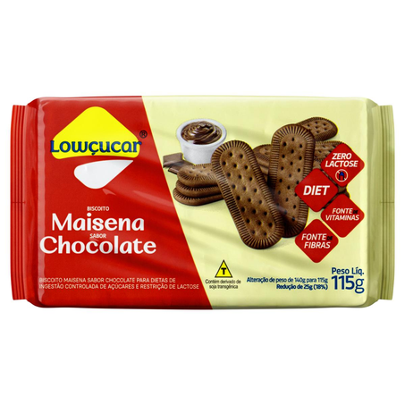 Biscoito Lowçucar 140g - Maisena - Zero - Chocolate