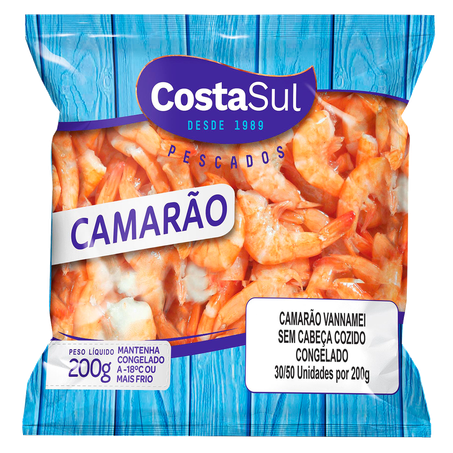 Camarão Costa Sul Congelado Vannamei 30/50 200g