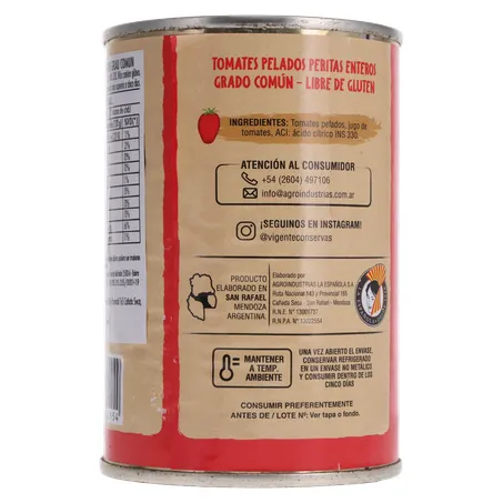 TOMATE PELADO IMPORTADO DA ARGENTINA VIGENTE LATA 230G 360-21